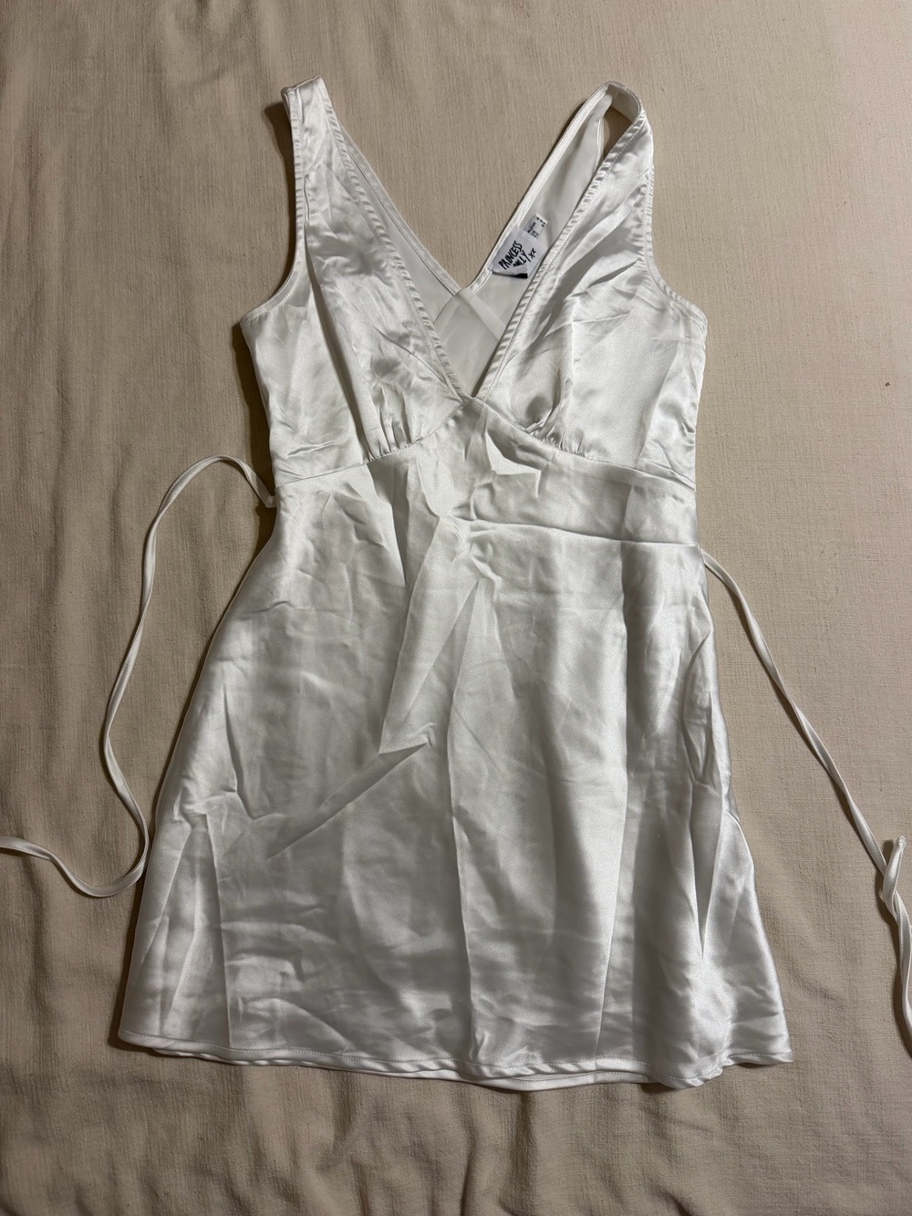 Princess Poly “Nellie” Satin White V-Neck Mini Slip Dress - Picture 4 of 8